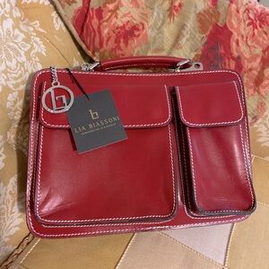 Red italian leather Lia Biasonni bag
